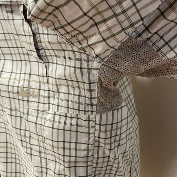 ~ REI Medium Button-Up Hiking Shirt mens brown gray quick dry tech vent stretch~ - Picture 7 of 16